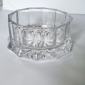 Wine bottle coaster with pressed glass 12 pt star on bottom.